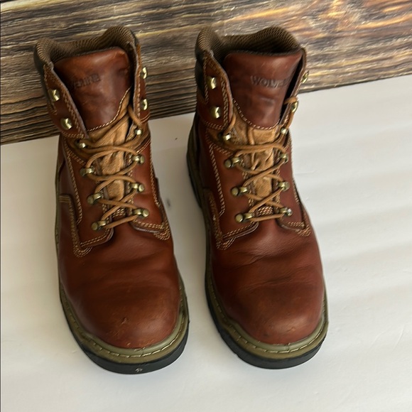 Wolverine‎ Brown Leather Work Boots Rugged Design (worn couple times) - Picture 1 of 12